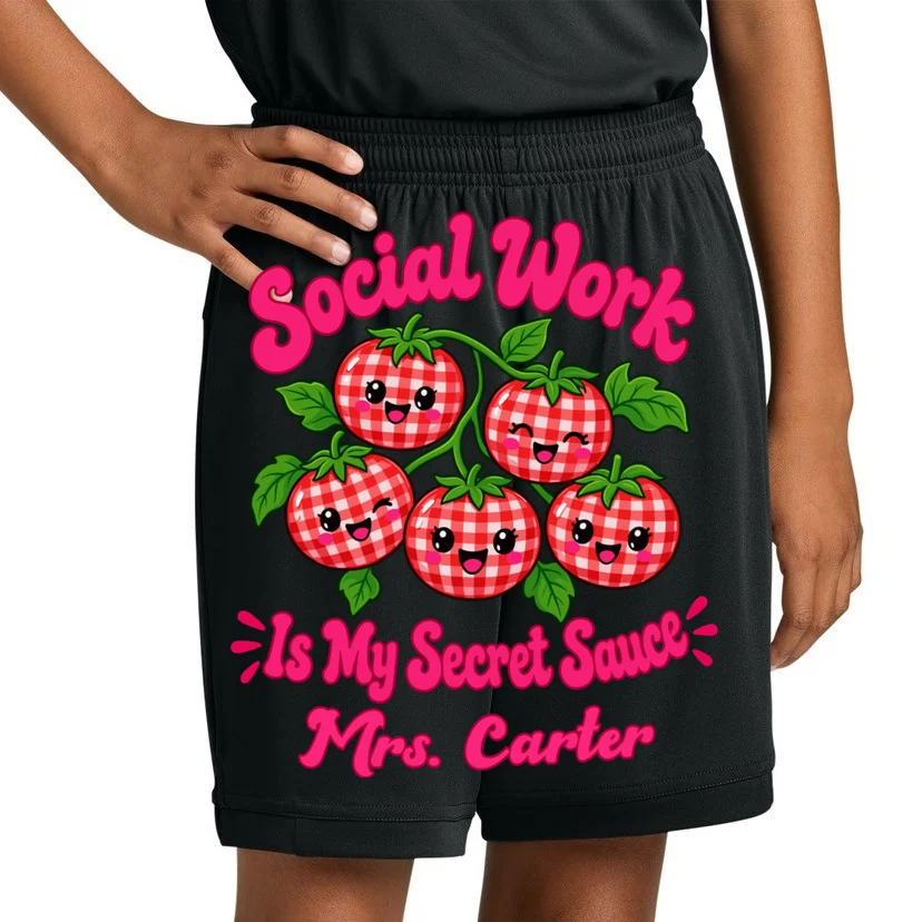 Social Worker Strawberry Design – Secret Sauce Custom Name Graphic Kids Shorts - Front 1