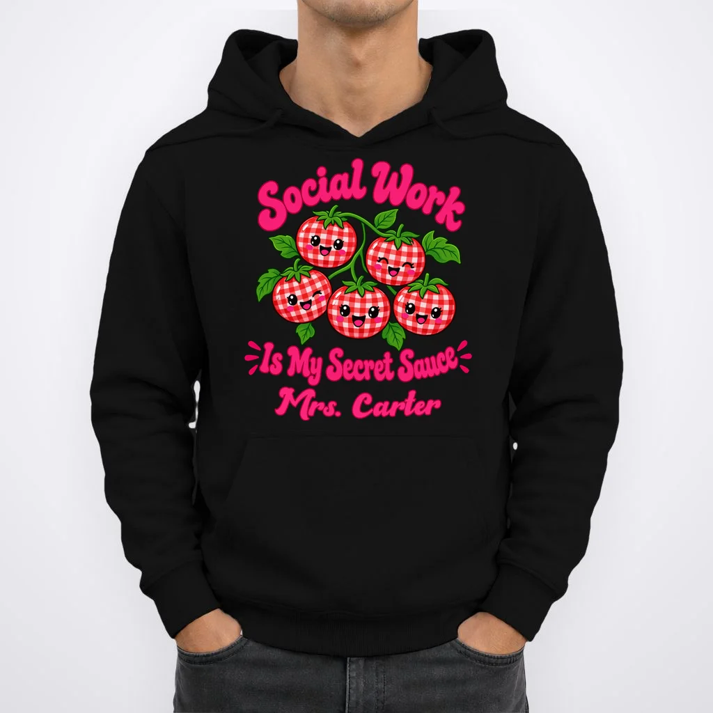 Social Worker Strawberry Design – Secret Sauce Custom Name Graphic Men's Hoodie - Front 1