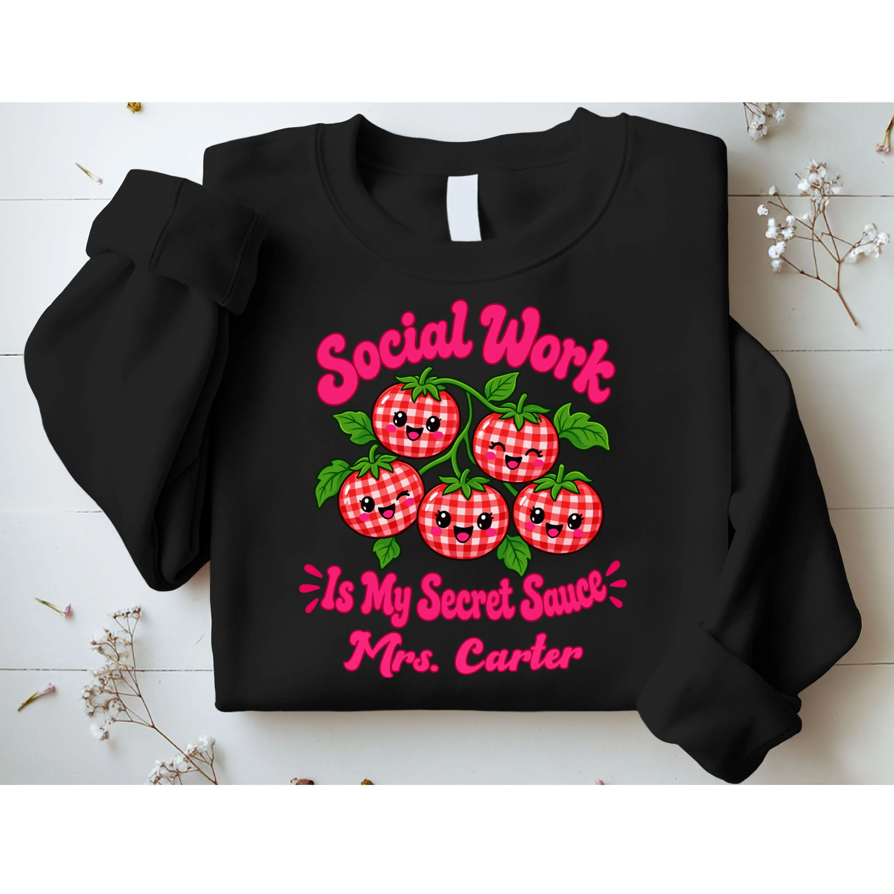 Social Worker Strawberry Design – Secret Sauce Custom Name Graphic Men's Sweatshirt - Front 1