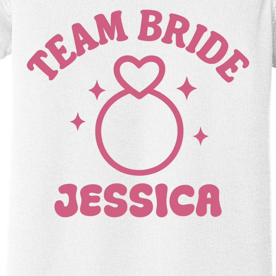 Team Bride Custom Bachelorette Baby Bodysuit - Front - Close-up