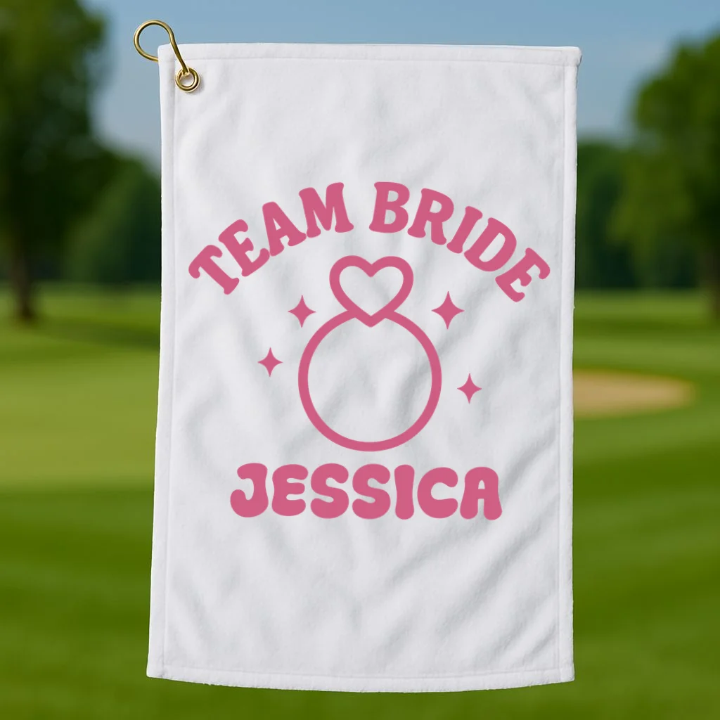 Team Bride Custom Bachelorette Golf Towel - Front 1