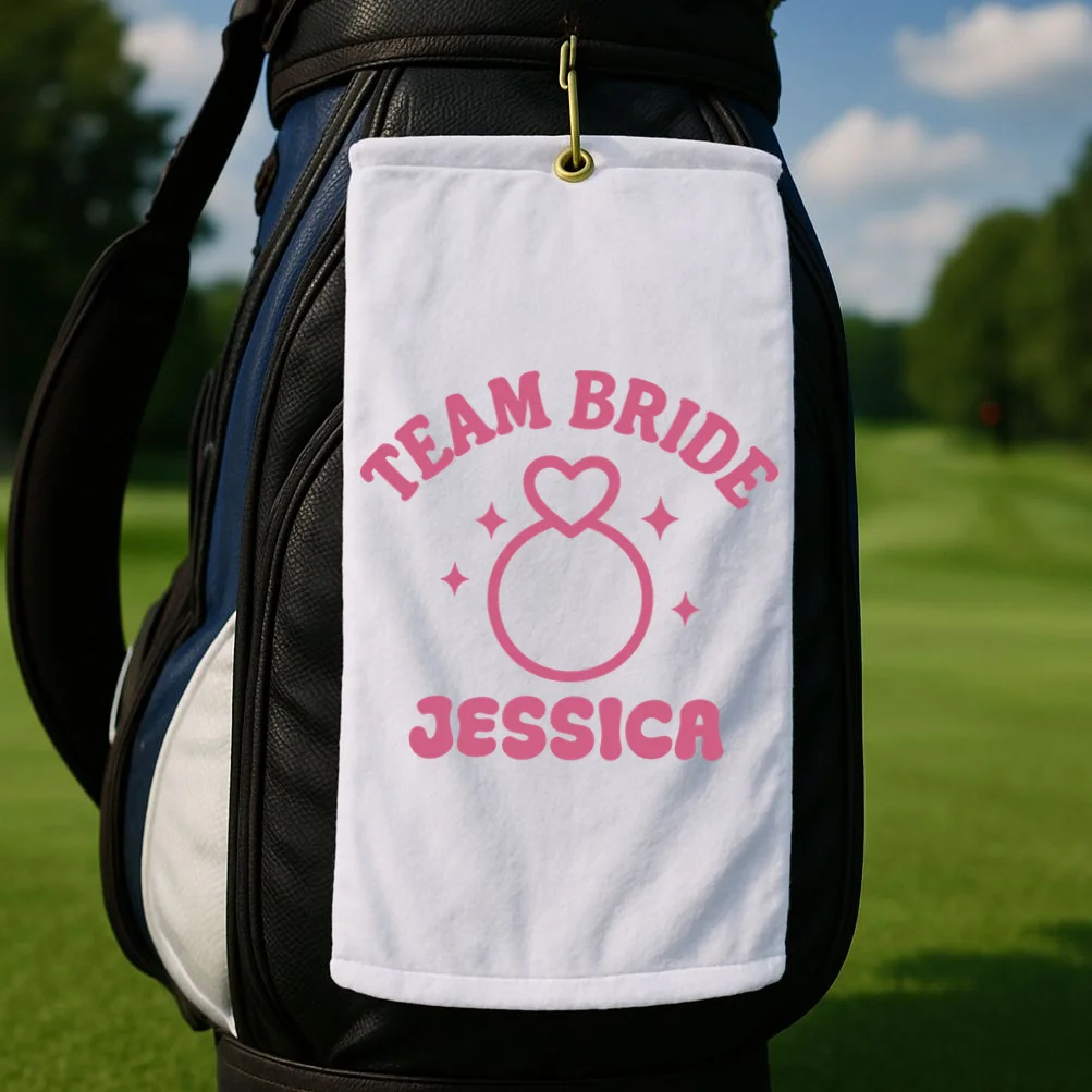 Team Bride Custom Bachelorette Golf Towel - Front 2