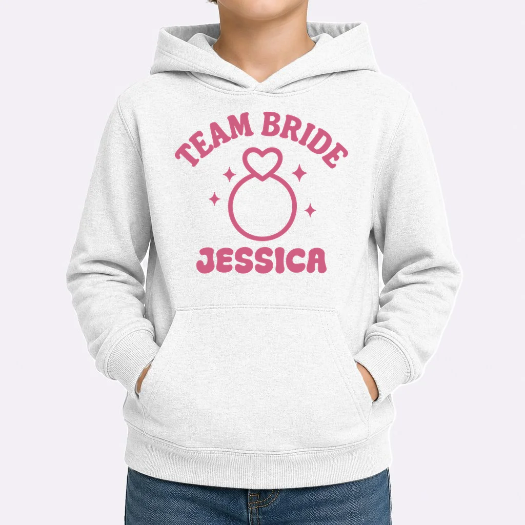 Team Bride Custom Bachelorette Kids Hoodie - Front 1
