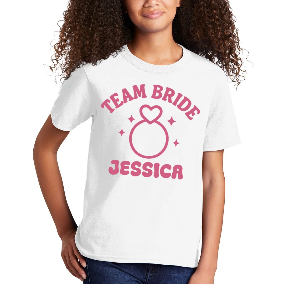 Team Bride Custom Bachelorette Kids T-Shirt - Front 1