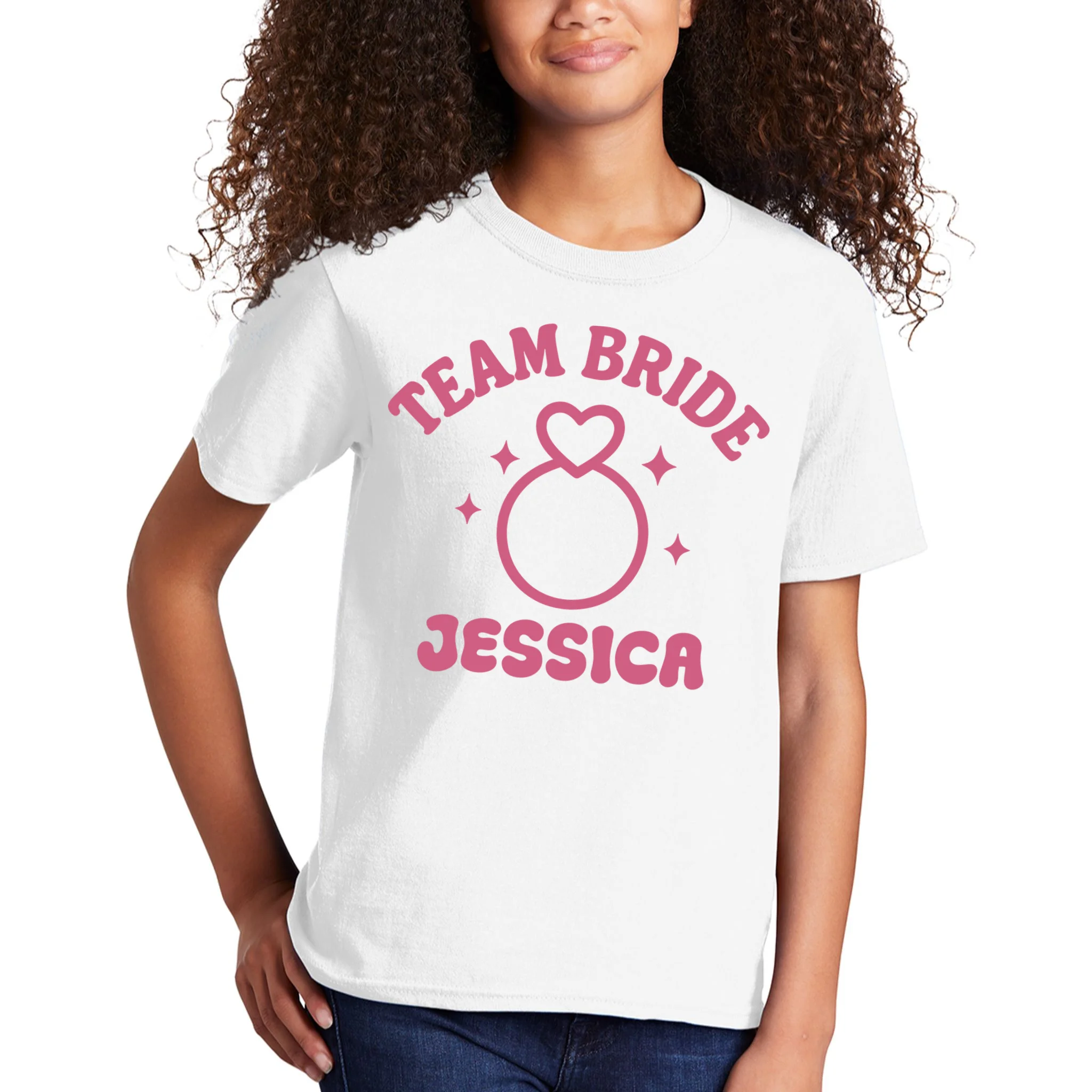 Team Bride Custom Bachelorette Kids T-Shirt - Front 1