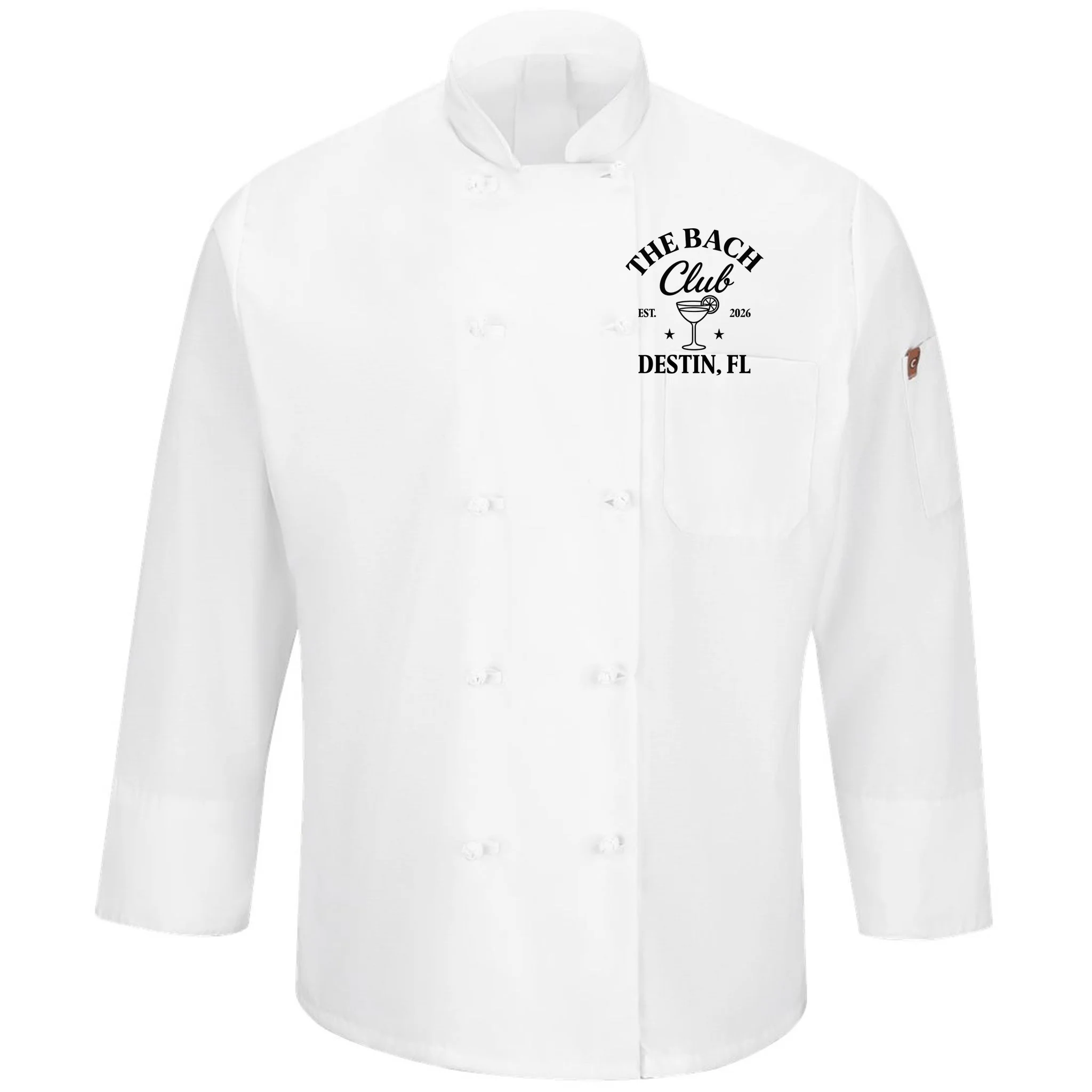 The Bach Club Custom Personalized Bachelorette Men's Chef Coat - Front