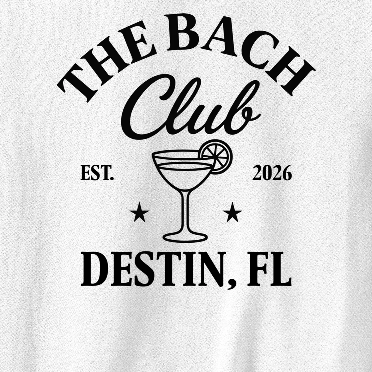The Bach Club Custom Personalized Bachelorette Men's Sweatshirt - Front - Close-up