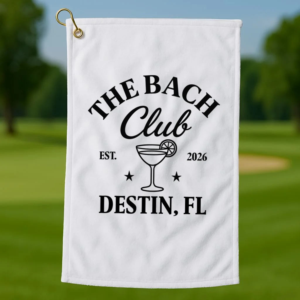 The Bach Club Custom Personalized Bachelorette Golf Towel - Front 1