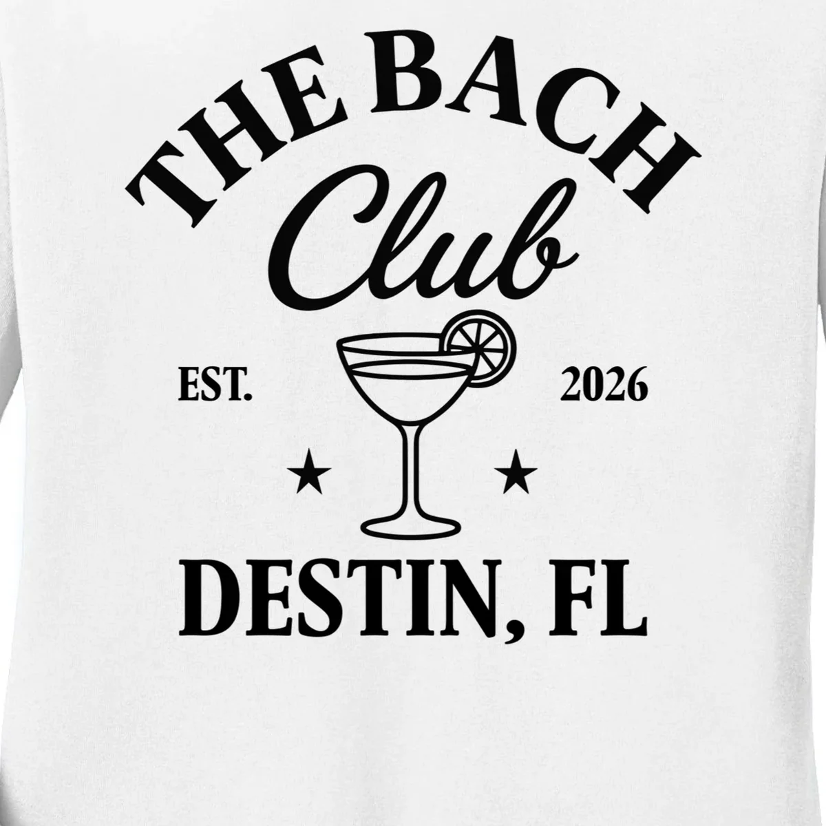 The Bach Club Custom Personalized Bachelorette Women's Long Sleeve Shirt - Front - Close-up