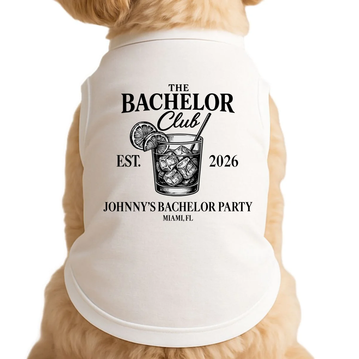 The Bachelor Club Custom Bachelor Party Doggie Tank - Front