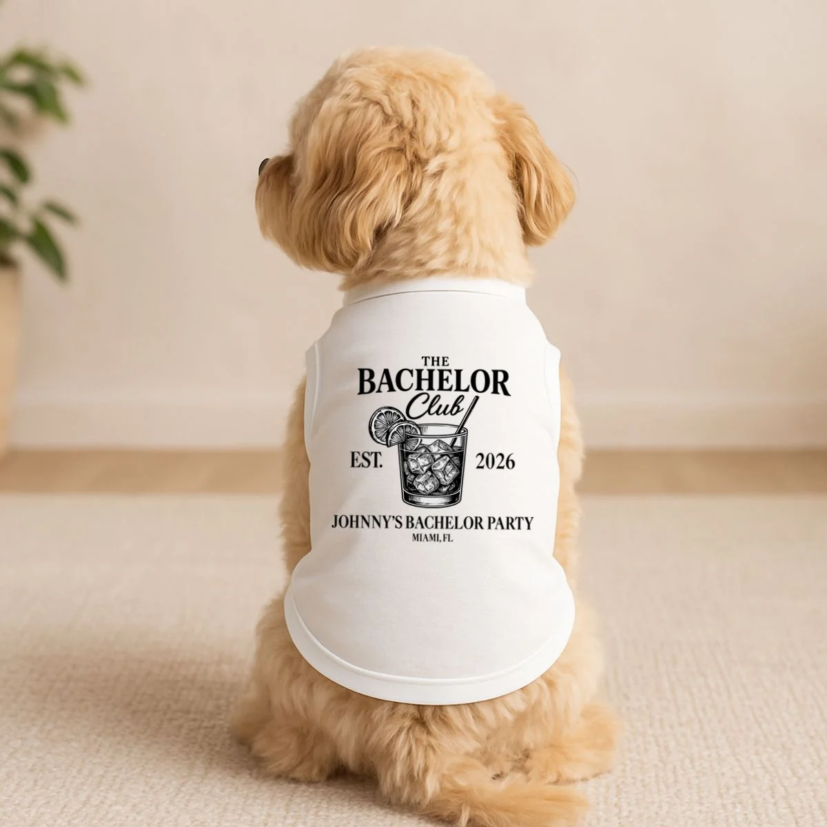 The Bachelor Club Custom Bachelor Party Doggie Tank - Front 1