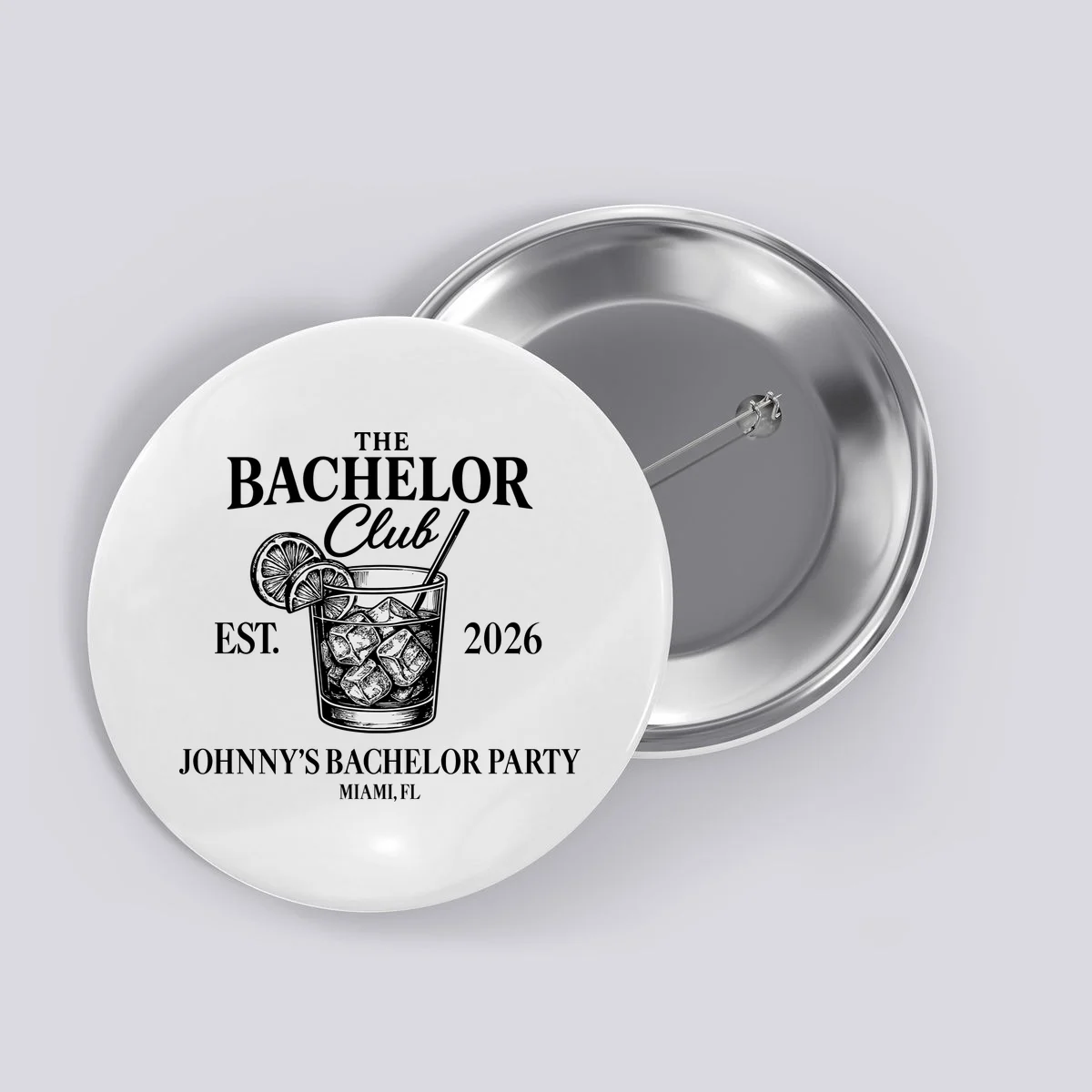 The Bachelor Club Custom Bachelor Party Button - Front