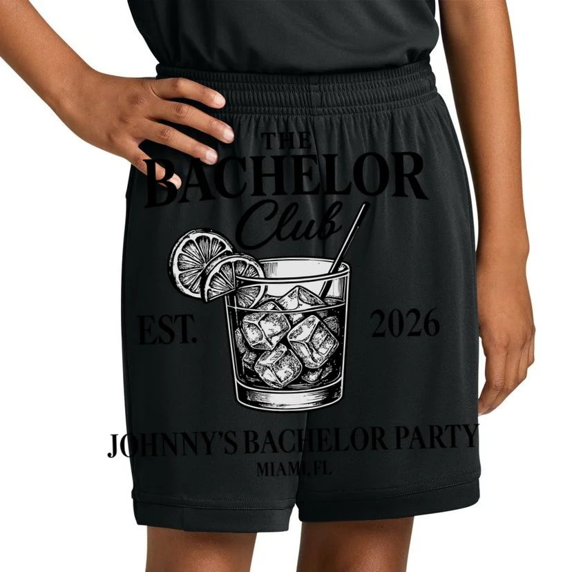 The Bachelor Club Custom Bachelor Party Kids Shorts - Front 1