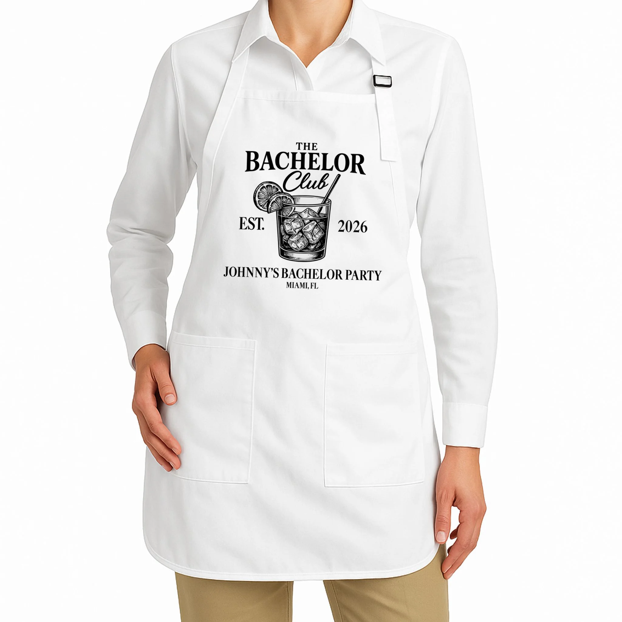 The Bachelor Club Custom Bachelor Party Apron - Front 1