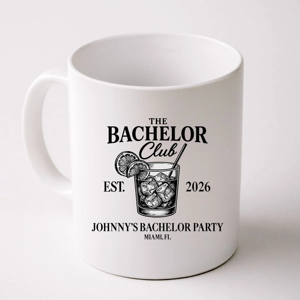 The Bachelor Club Custom Bachelor Party Coffee Mug - Front