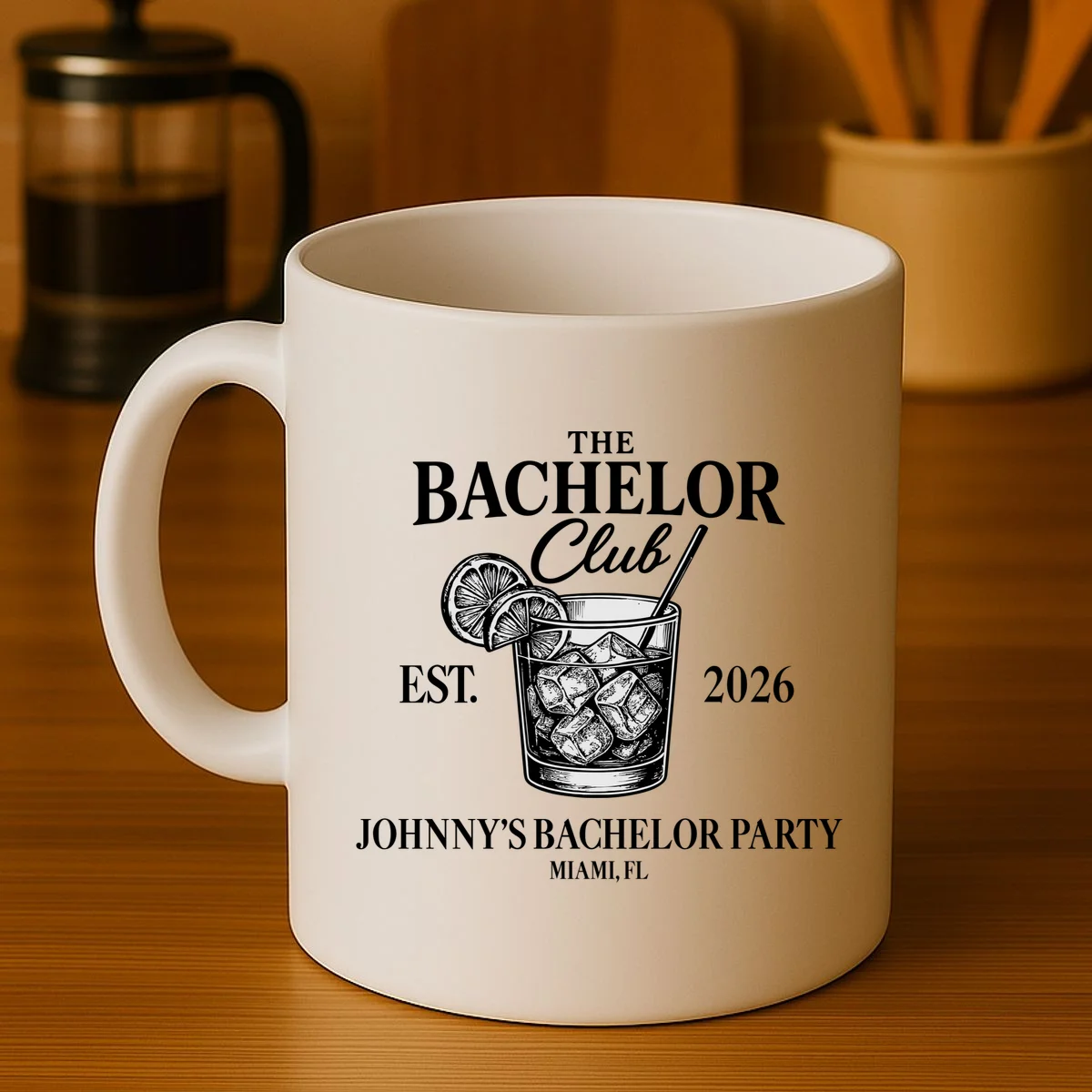 The Bachelor Club Custom Bachelor Party Coffee Mug - Front 3