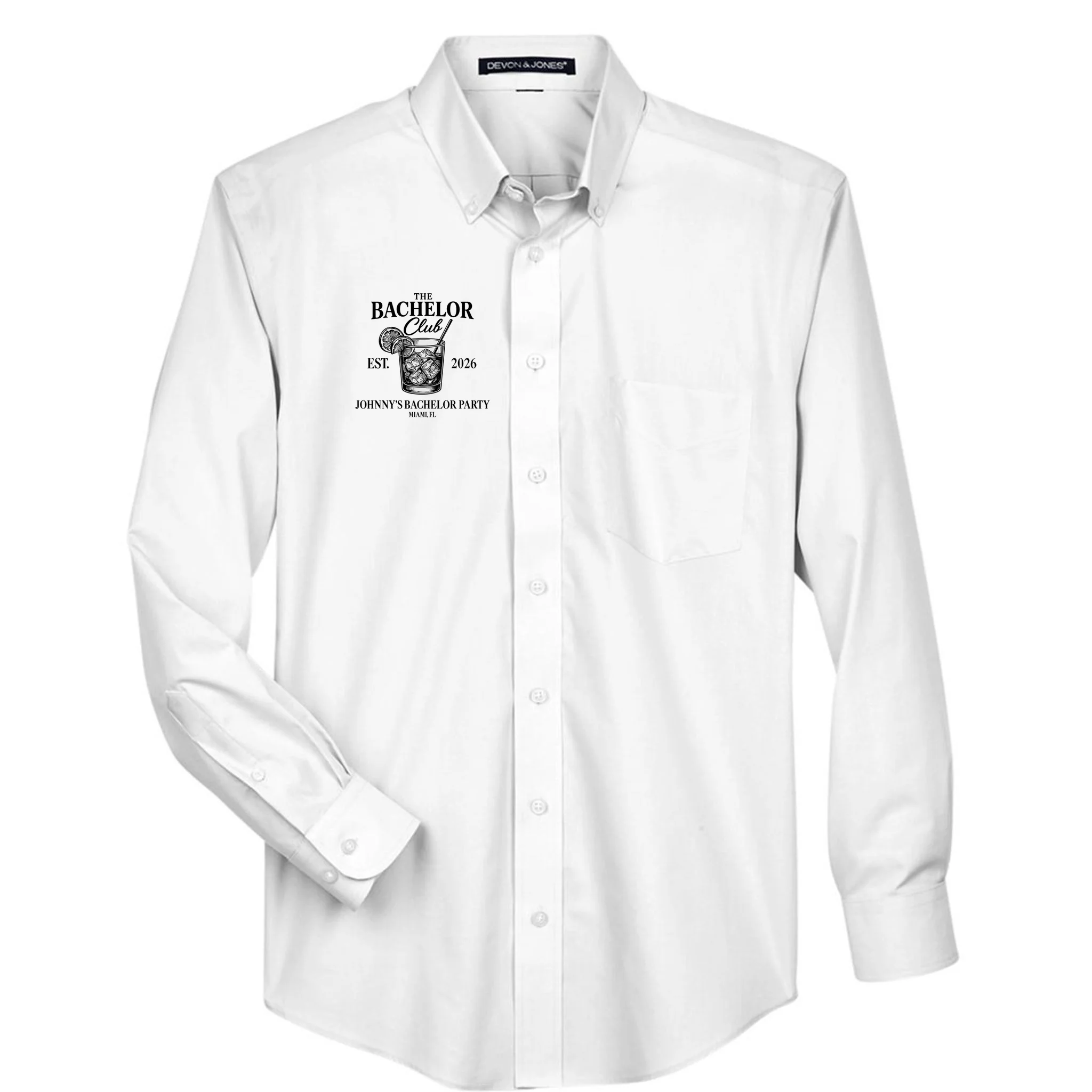 The Bachelor Club Custom Bachelor Party Men's Button Up - Front