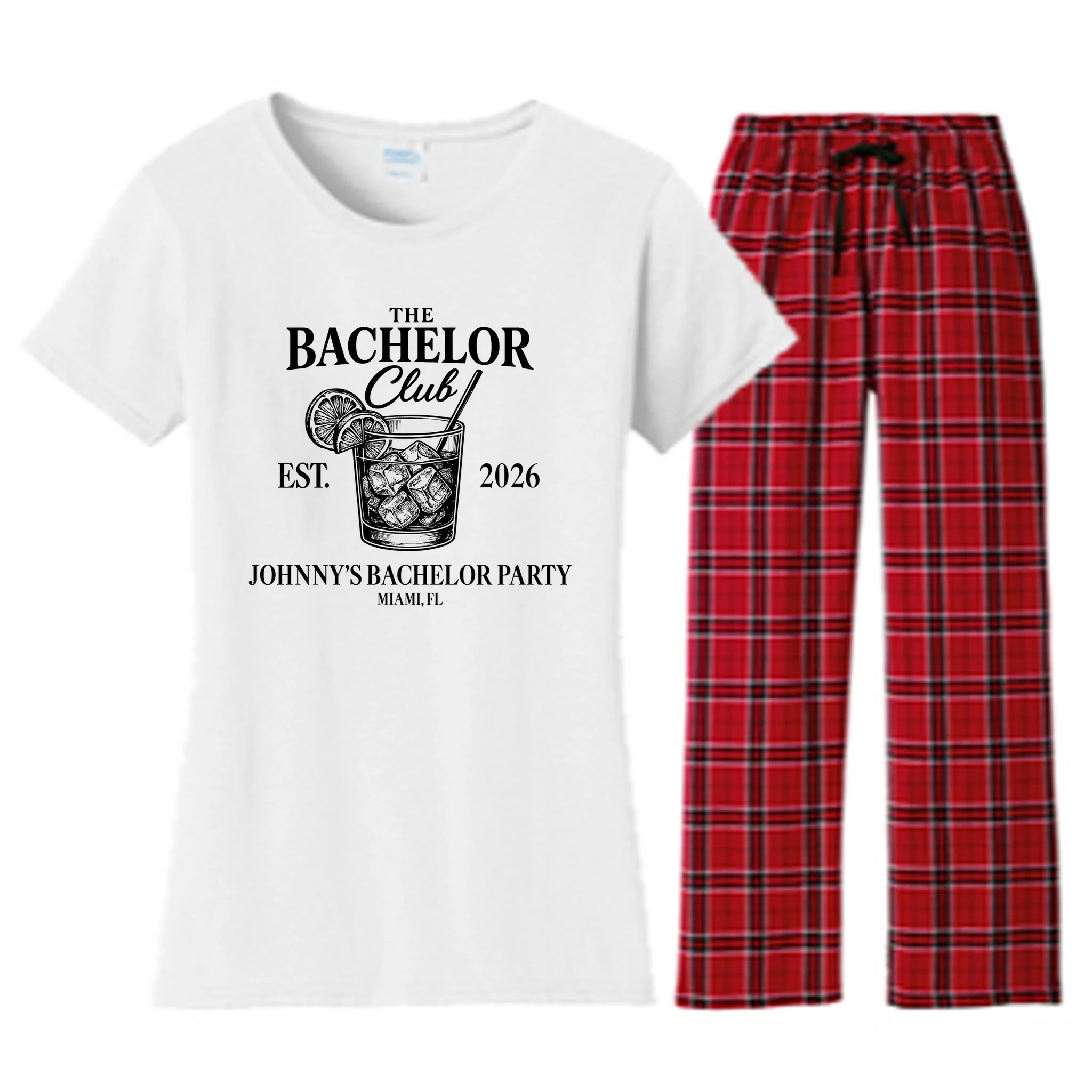 The Bachelor Club Custom Bachelor Party Women's Flannel Pajama Set - Front