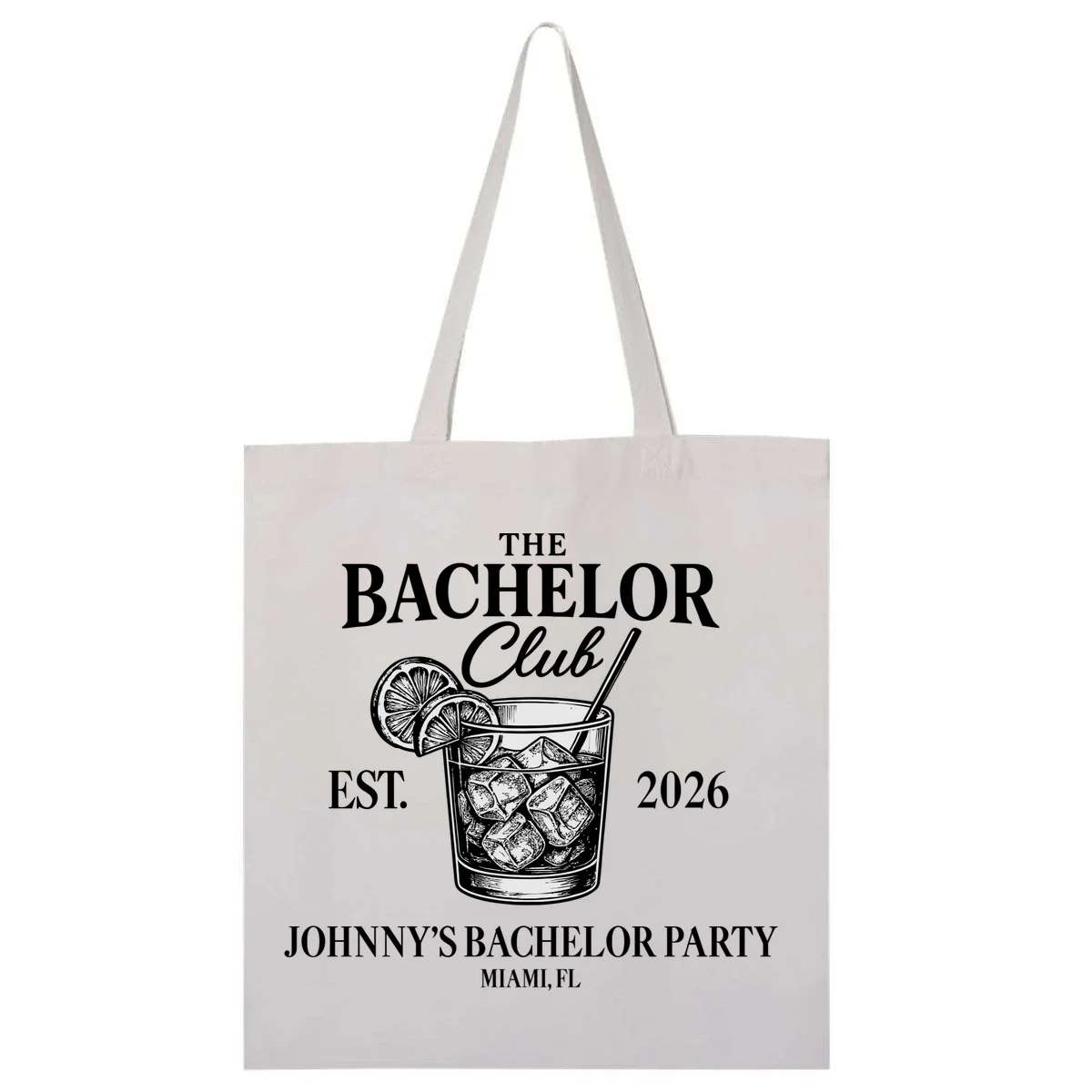 The Bachelor Club Custom Bachelor Party Tote Bag - Front