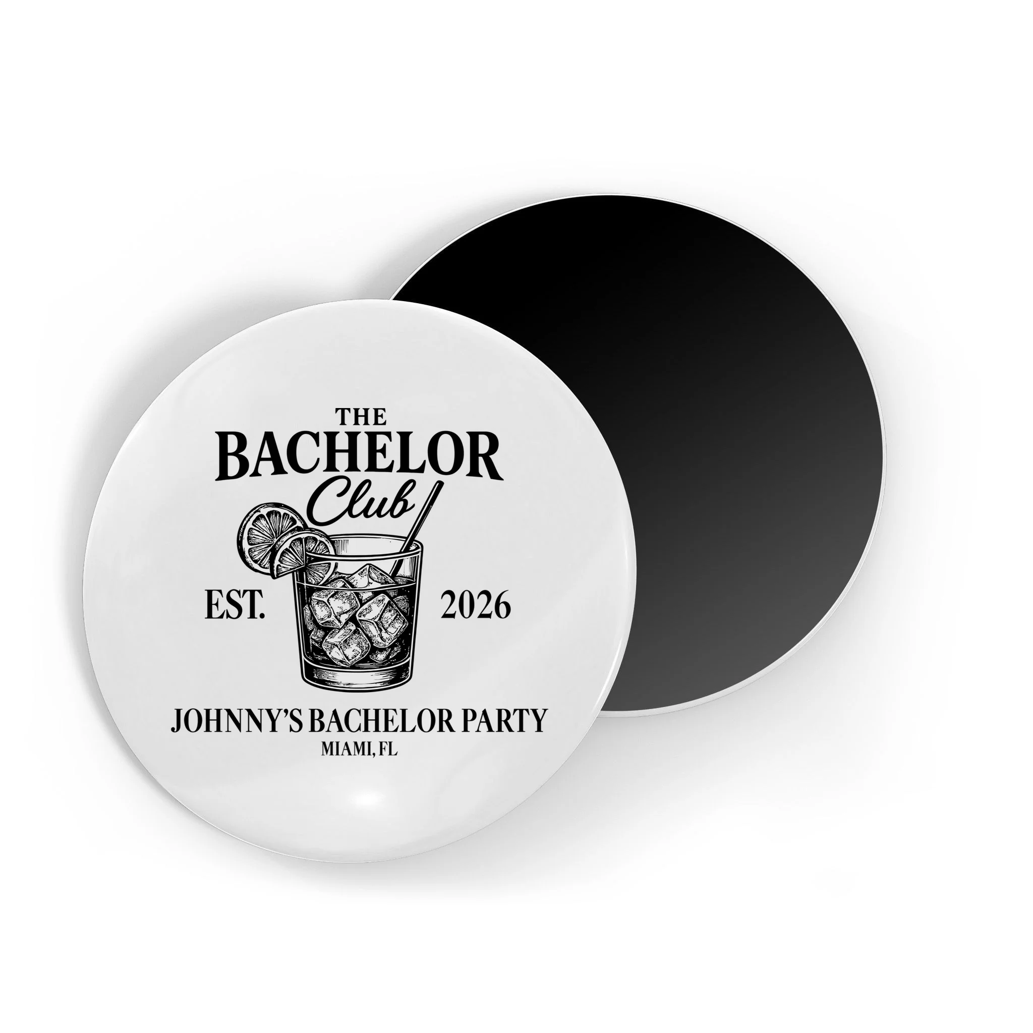 The Bachelor Club Custom Bachelor Party Magnet - Front