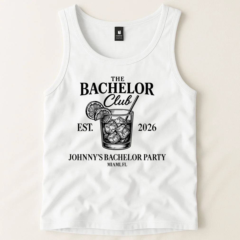 The Bachelor Club Custom Bachelor Party Tank Top - Front 1