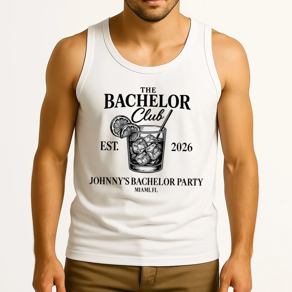 The Bachelor Club Custom Bachelor Party Tank Top - Front 2