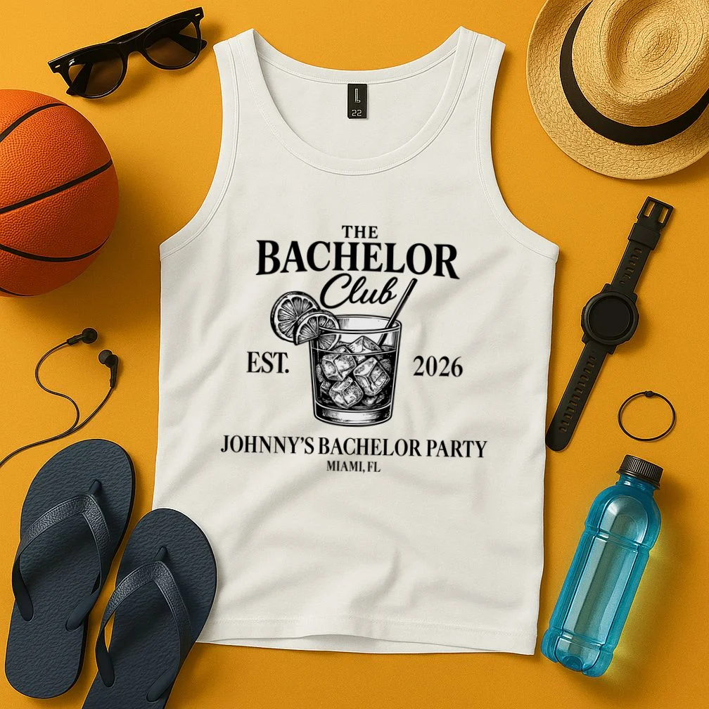 The Bachelor Club Custom Bachelor Party Tank Top - Front 3