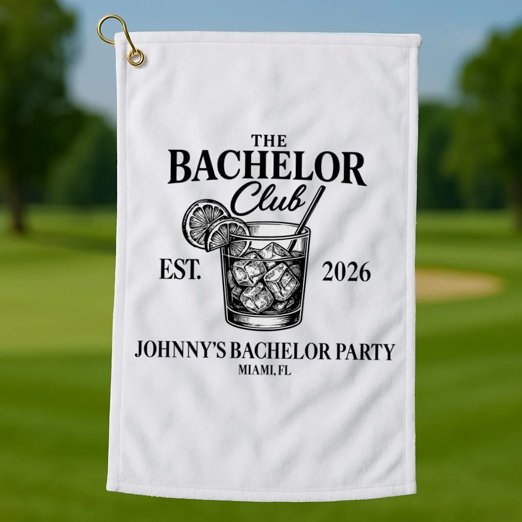 The Bachelor Club Custom Bachelor Party Golf Towel - Front 1