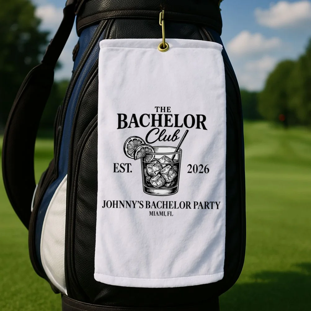 The Bachelor Club Custom Bachelor Party Golf Towel - Front 2