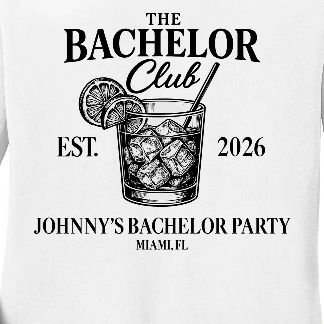 The Bachelor Club Custom Bachelor Party Women's Long Sleeve Shirt - Front - Close-up