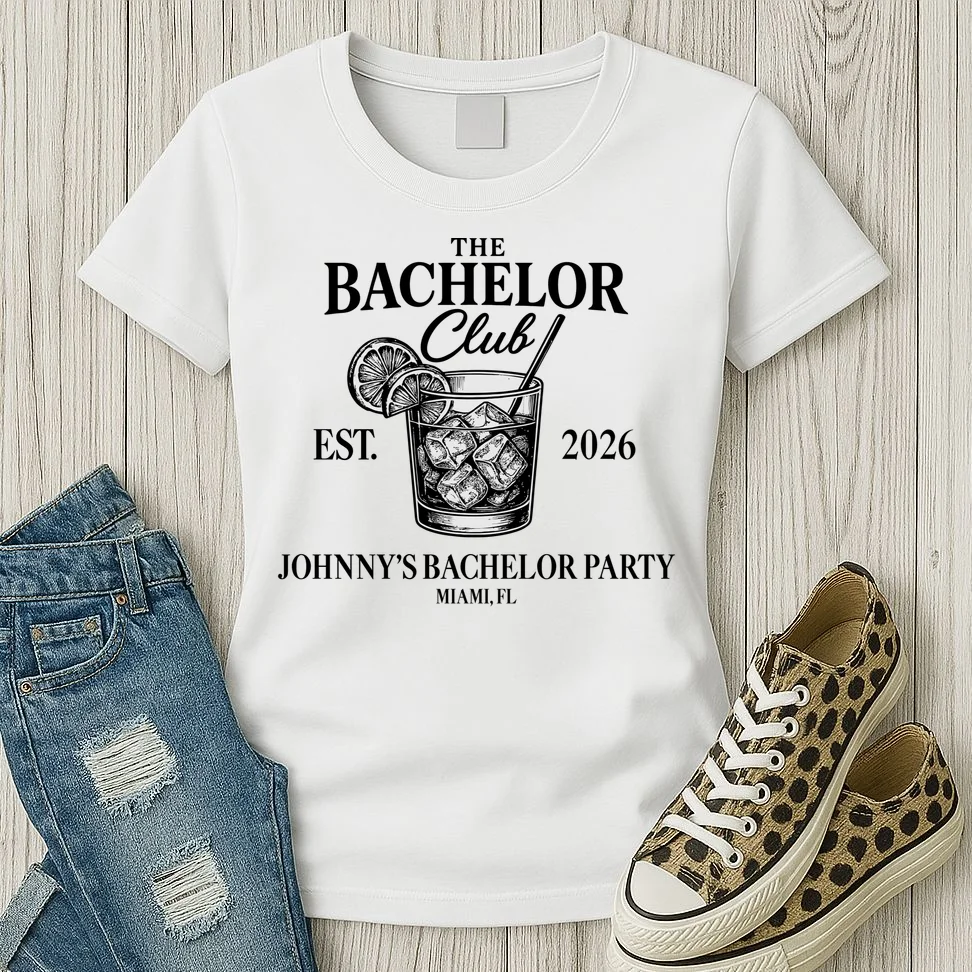 The Bachelor Club Custom Bachelor Party Women's T-Shirt - Front 2