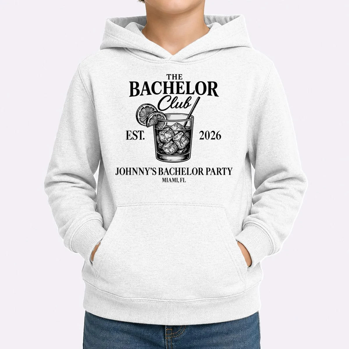 The Bachelor Club Custom Bachelor Party Kids Hoodie - Front 1
