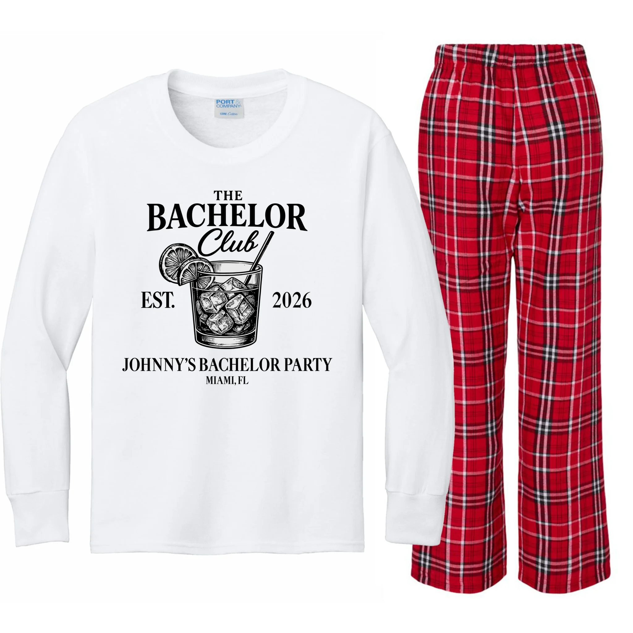 The Bachelor Club Custom Bachelor Party Kids Long Sleeve Pajamas - Front