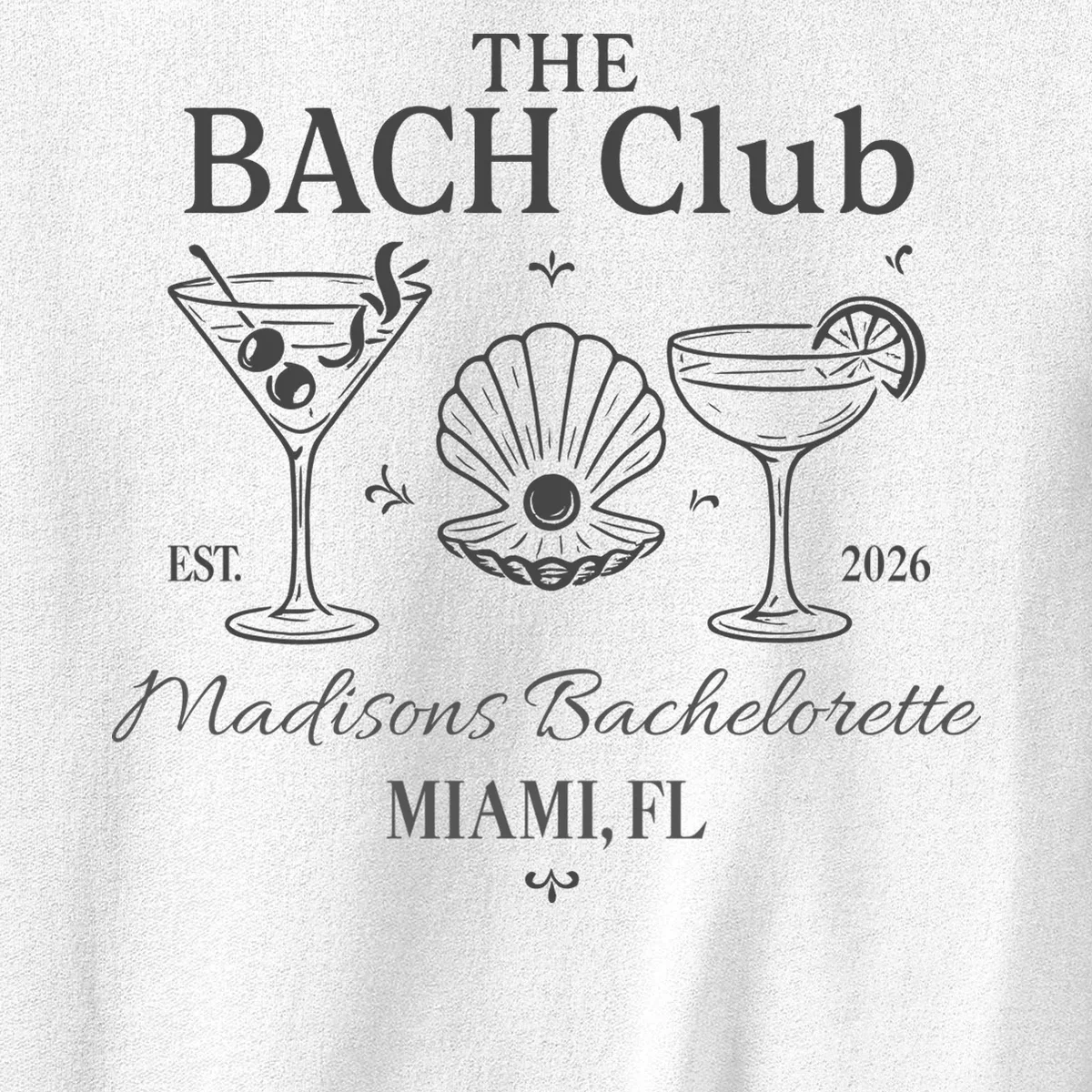 THE BACH Club Custom Bachelorette Men's Sweatshirt - Front - Close-up