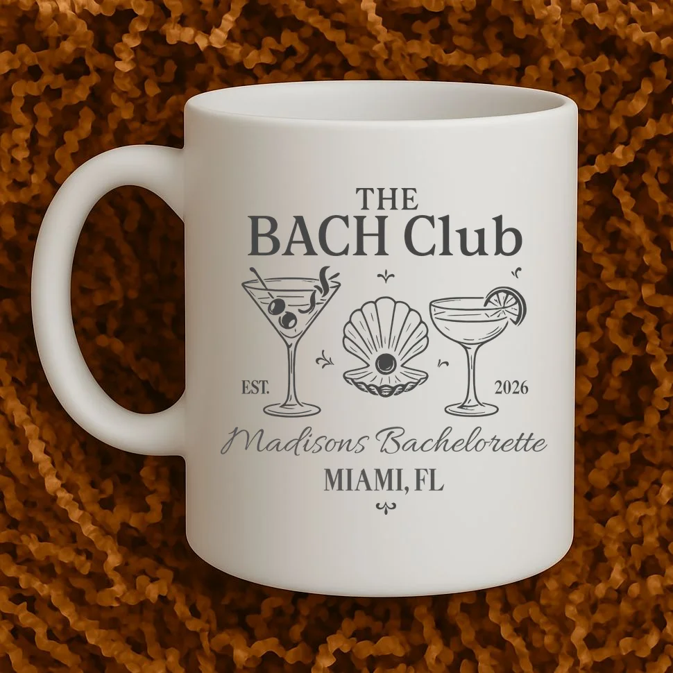 THE BACH Club Custom Bachelorette Coffee Mug - Front 1