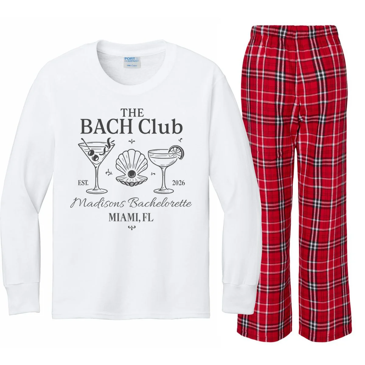 THE BACH Club Custom Bachelorette Kids Long Sleeve Pajamas - Front