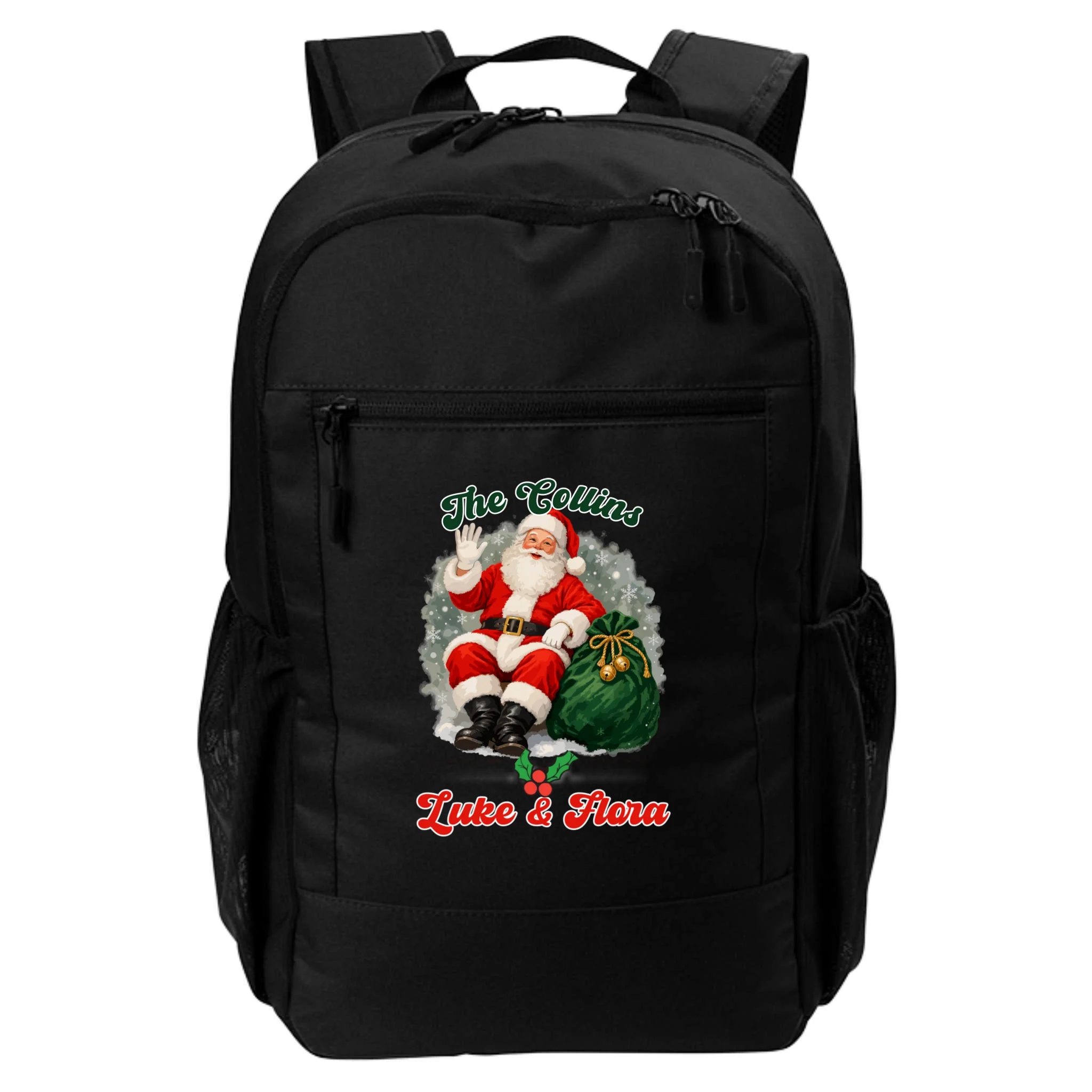 Personalized The Cool Santa Claus | Funny Christmas Santa Custom Name Backpack - Front