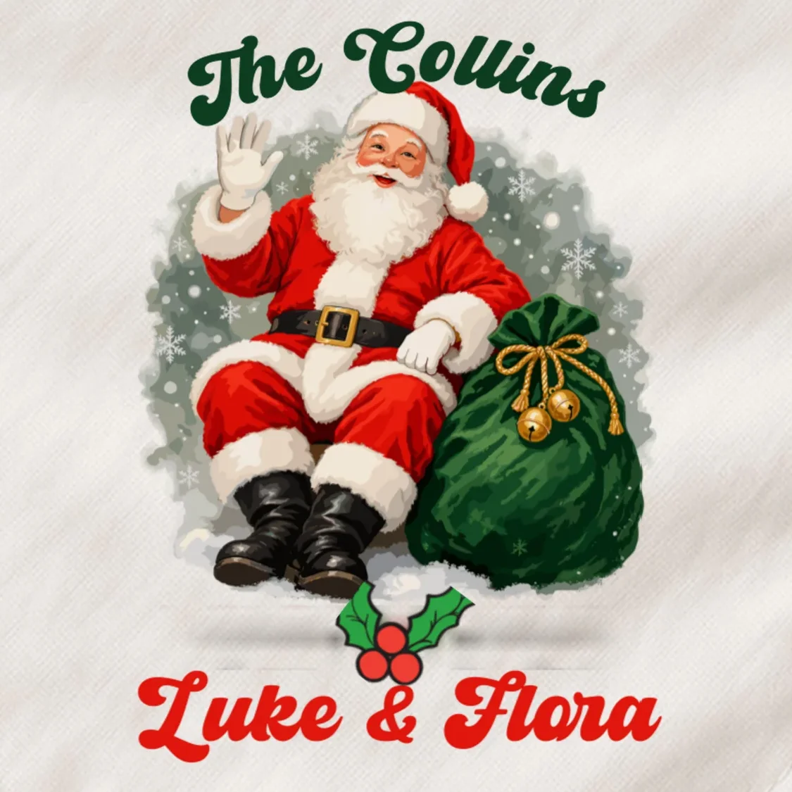 Personalized The Cool Santa Claus | Funny Christmas Santa Custom Name Dog Bandana - Front - Close-up