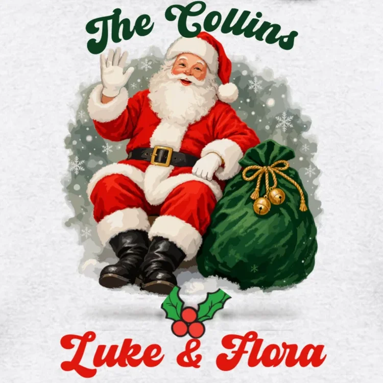 Personalized The Cool Santa Claus | Funny Christmas Santa Custom Name Men's Hoodie - Front - Close-up