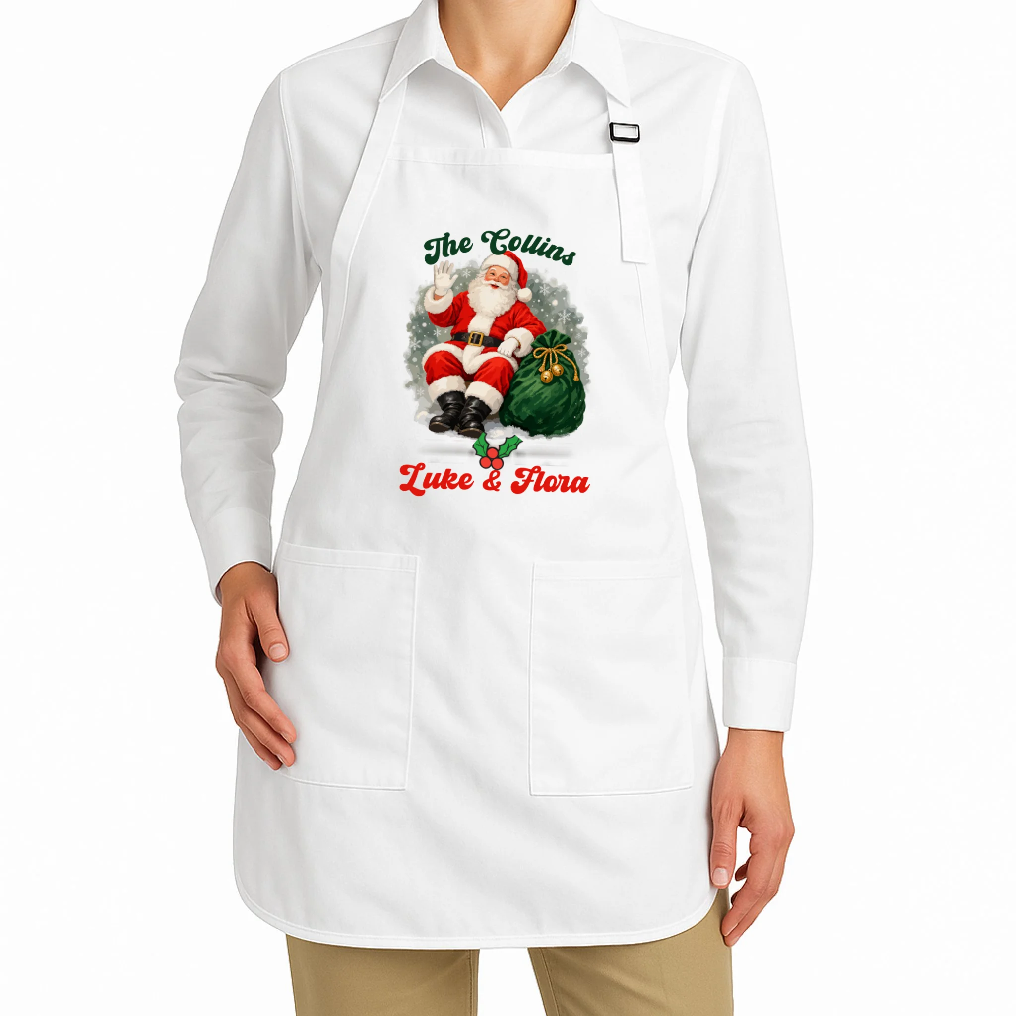 Personalized The Cool Santa Claus | Funny Christmas Santa Custom Name Apron - Front 1