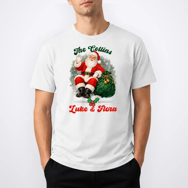 Personalized The Cool Santa Claus | Funny Christmas Santa Custom Name Men's T-Shirt - Front 1