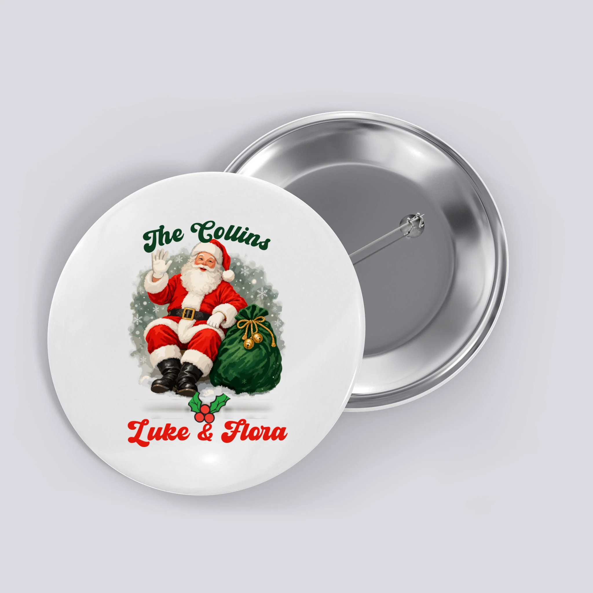 Personalized The Cool Santa Claus | Funny Christmas Santa Custom Name Button Front