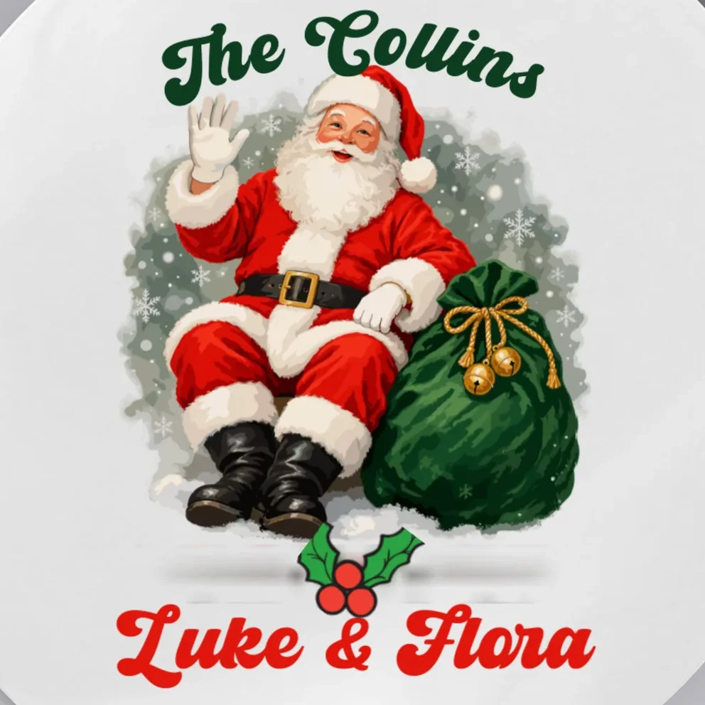 Personalized The Cool Santa Claus | Funny Christmas Santa Custom Name Button - Front - Close-up