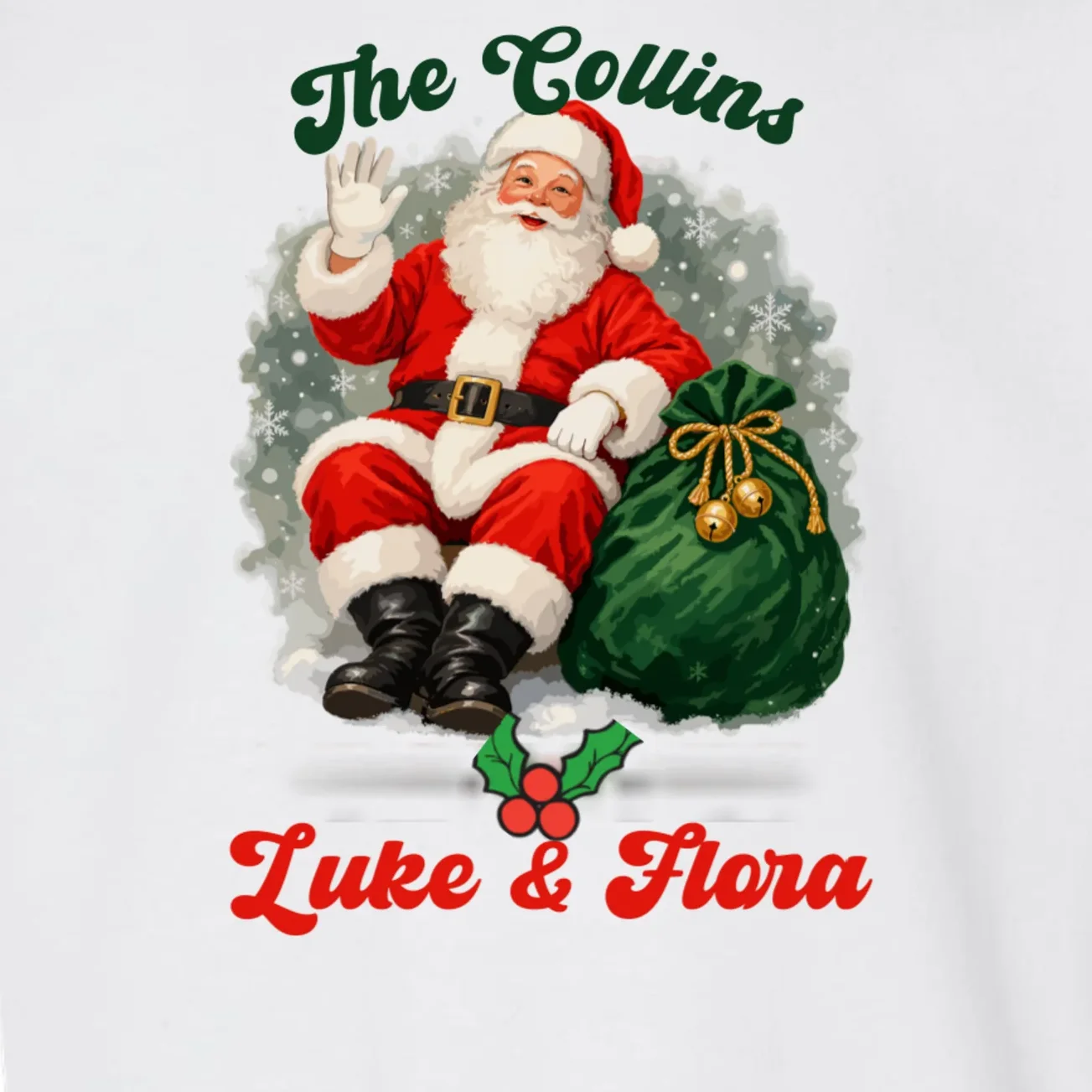 Personalized The Cool Santa Claus | Funny Christmas Santa Custom Name Toddler Sweatshirt - Front - Close-up