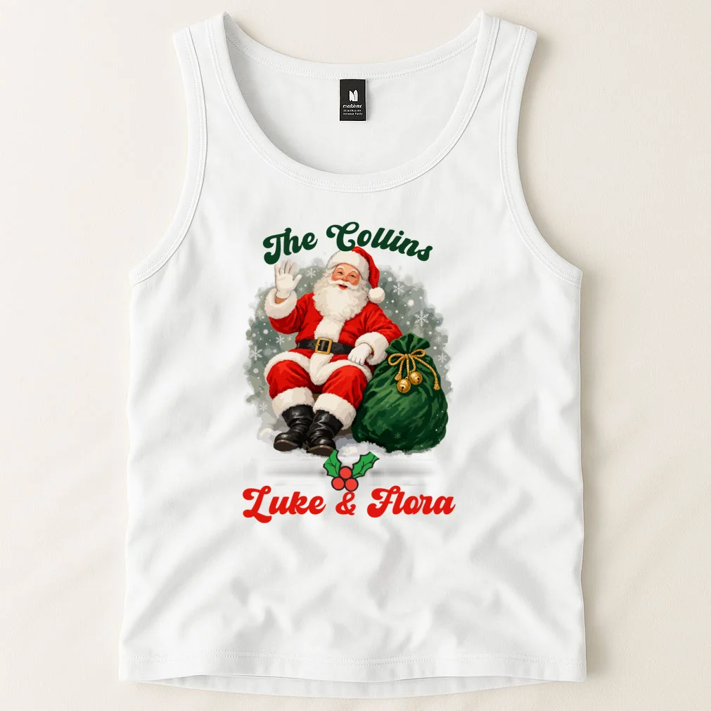 Personalized The Cool Santa Claus | Funny Christmas Santa Custom Name Men's Tank Top - Front 1