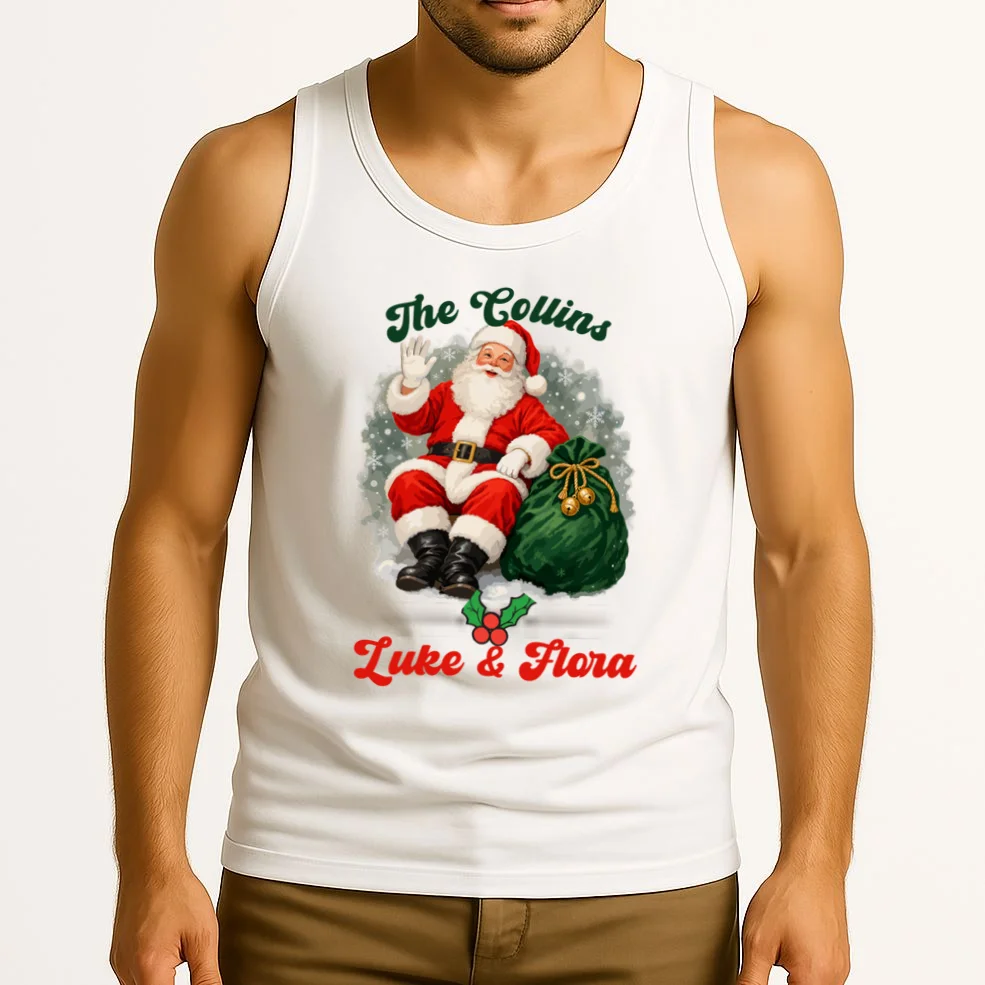 Personalized The Cool Santa Claus | Funny Christmas Santa Custom Name Men's Tank Top - Front 2