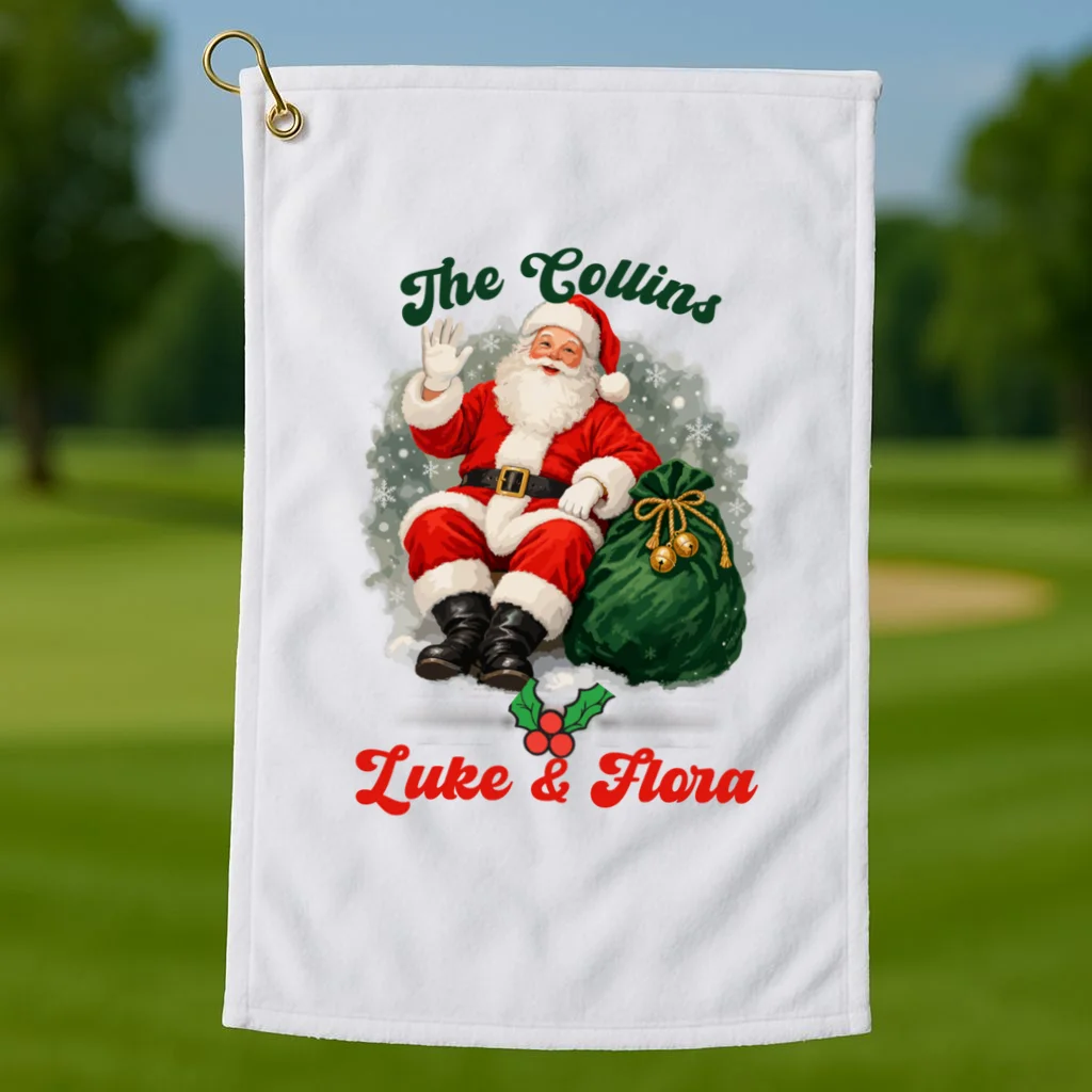 Personalized The Cool Santa Claus | Funny Christmas Santa Custom Name Golf Towel - Front 1