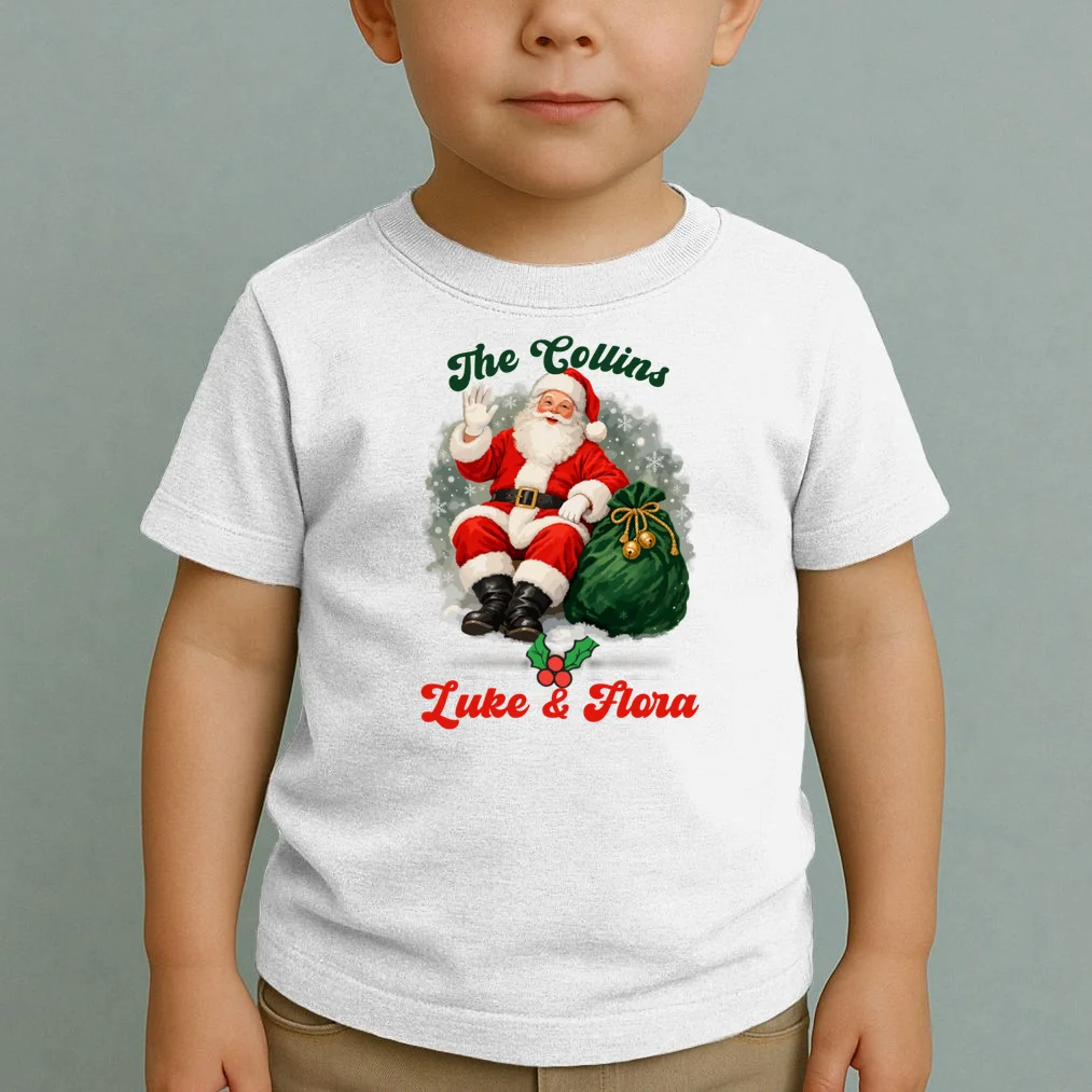 Personalized The Cool Santa Claus | Funny Christmas Santa Custom Name Toddler T-Shirt - Front 1