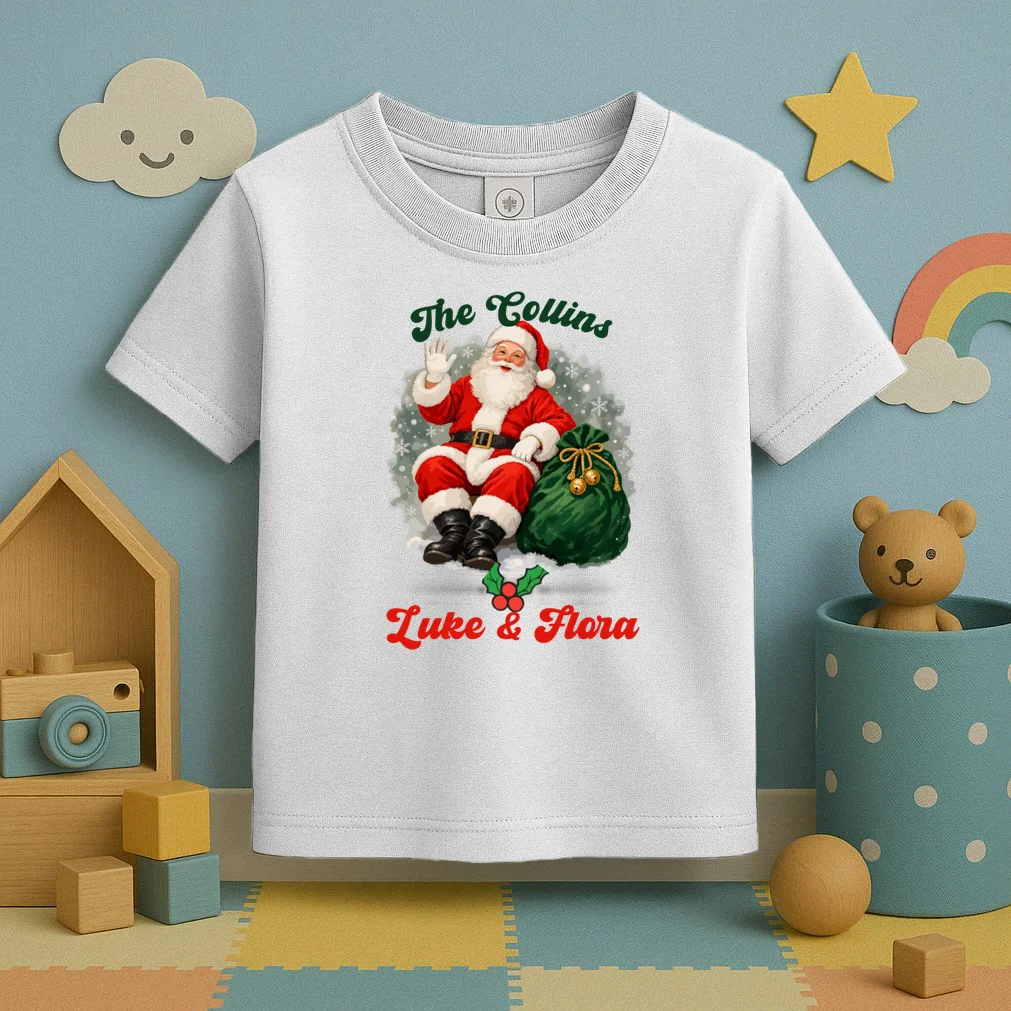 Personalized The Cool Santa Claus | Funny Christmas Santa Custom Name Toddler T-Shirt - Front 2