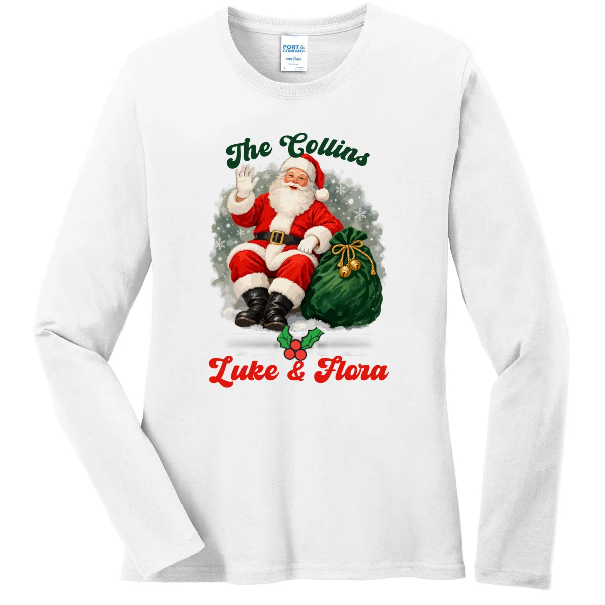 Personalized The Cool Santa Claus | Funny Christmas Santa Custom Name Women's Long Sleeve Shirt - Front